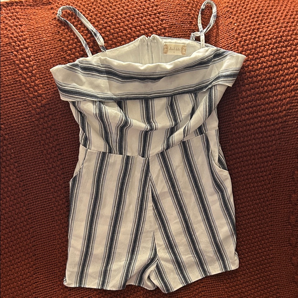 Altar'd State Striped Romper in Navy and White